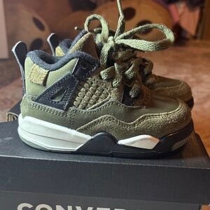 Jordan Kids Olive Green and Black High-Top Sneakers